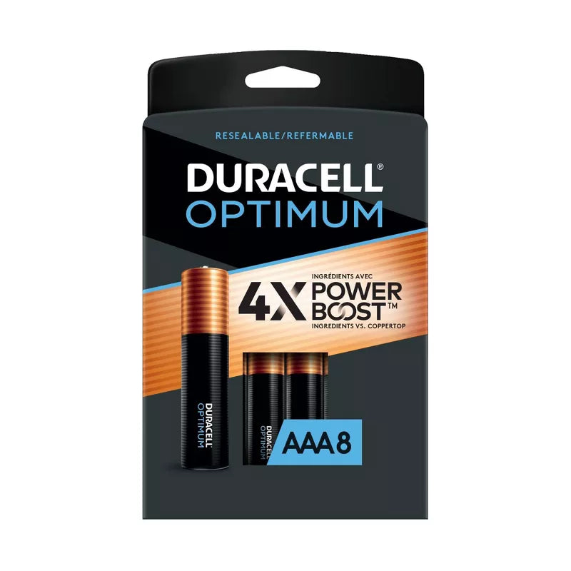 Duracell AAA Optimum Extra Life Battery, Carded 8 Pack